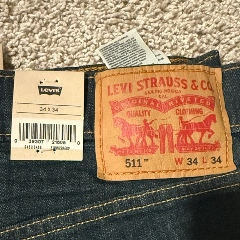 New 511 Slim Levi's Men's Dark Indigo Straight Jeans 34 x 34